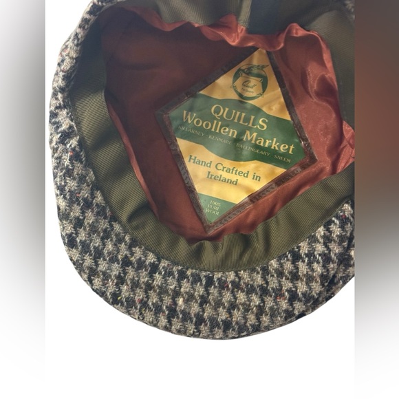 Quills Woolen Market Houndstooth Wool Beret Flat Cap Ireland Sz7/57 Mens Newsboy - Picture 6 of 9